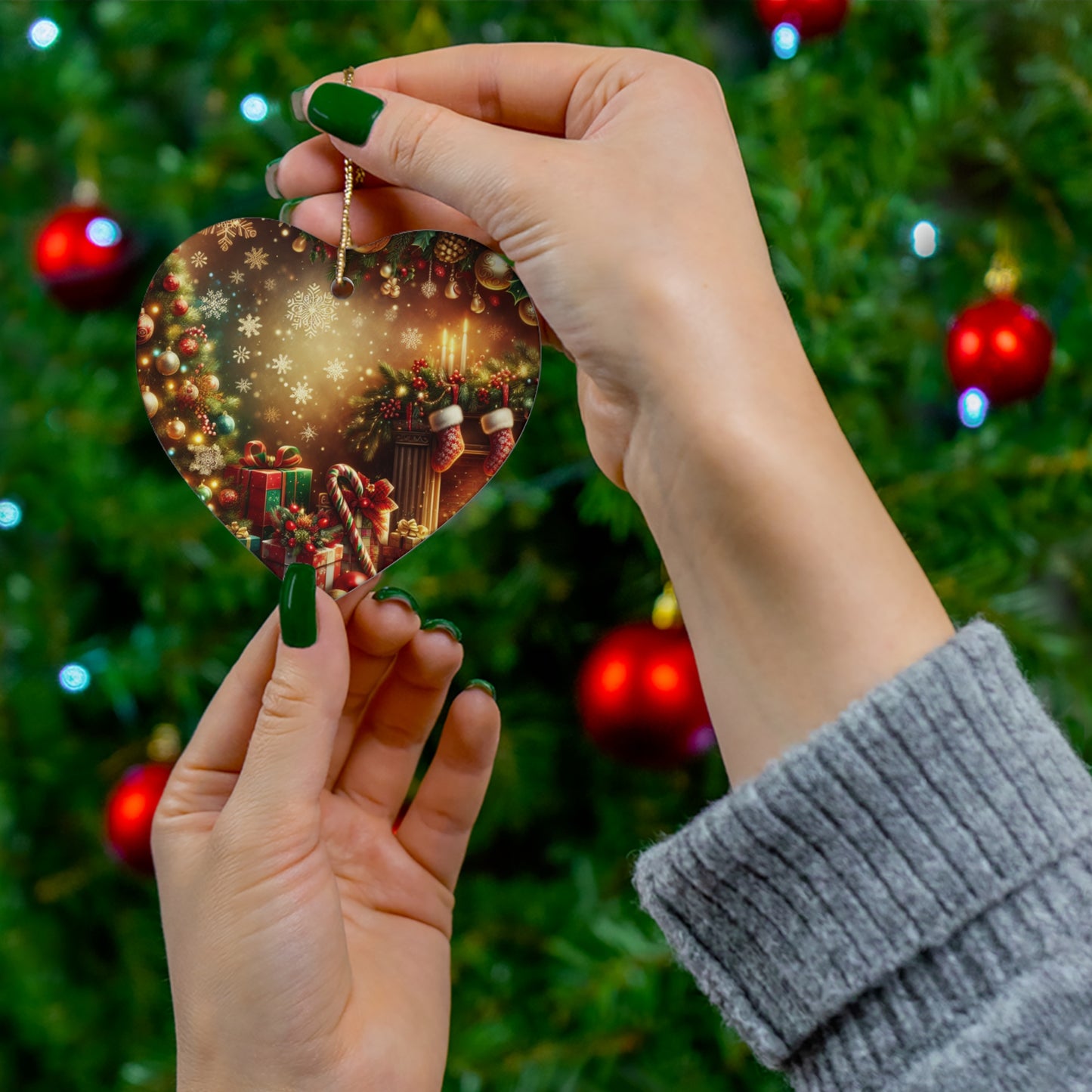 Ceramic Ornament, 3 Shapes Christmas background