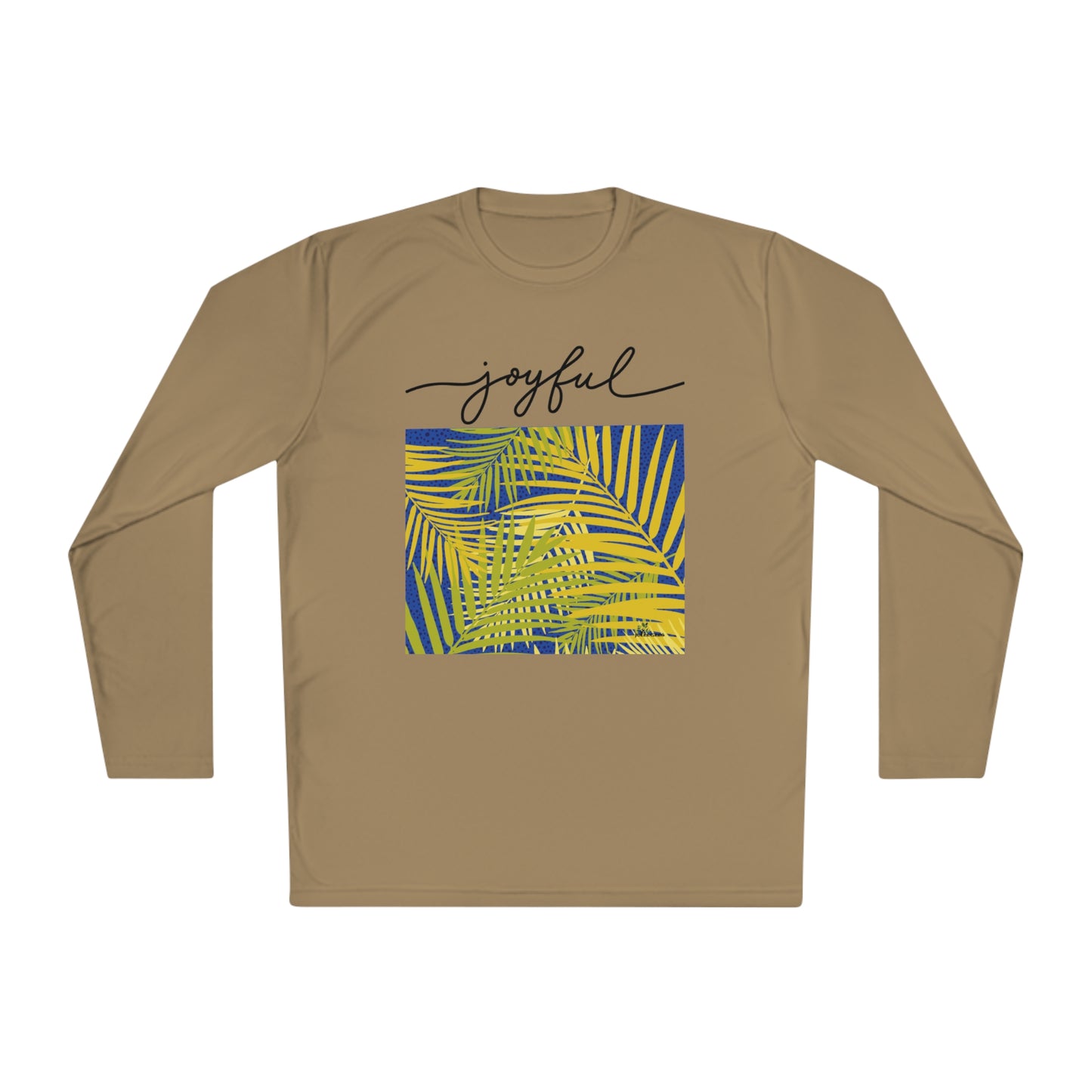 Unisex Lightweight Long Sleeve Tee. Palm leaves print/ joyful.