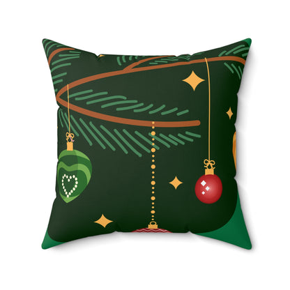 Spun Polyester Square Pillow Christmas green