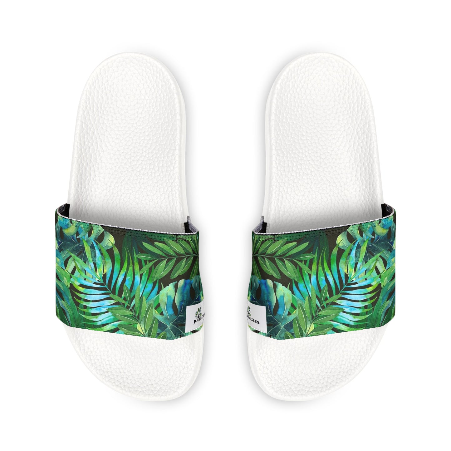 Sandal. tropical leaves Green Women's PU Slide Sandals